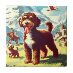 Azulejo Pintura de perro de ladrillo vintage Lagotto Romag