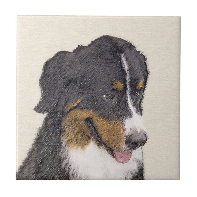 Azulejo Pintura de perro de montaña de Bernese - Arte de p (Frente)