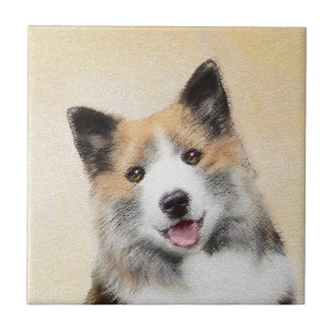 Azulejo Pintura de perro pastor islandés - Arte original d