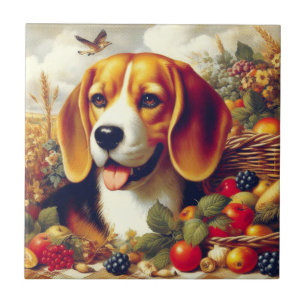 Azulejo Pintura de pimienta beagle de época