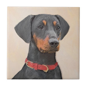 Azulejo Pintura de Pinscher original de arte animal