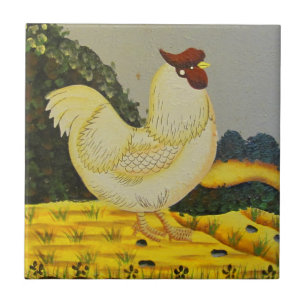Azulejo Pintura de pollo al estilo antiguo