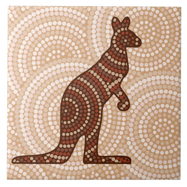 Azulejo Pintura de punto canguro aborigen (Frente)