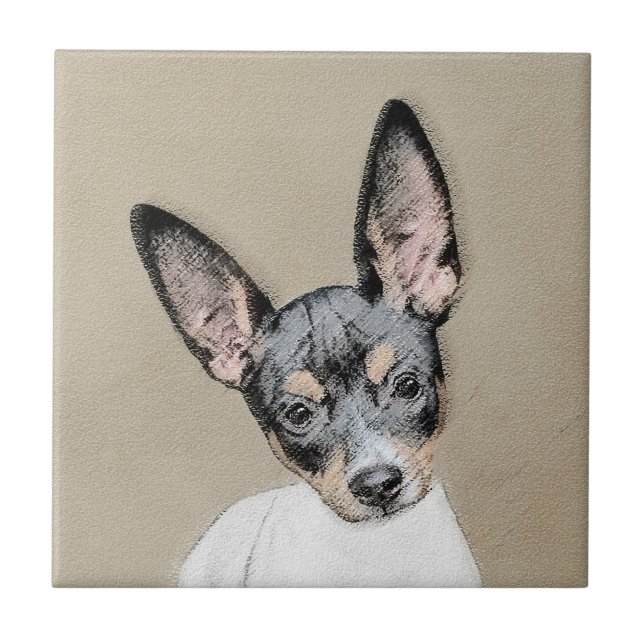 Azulejo Pintura de Rat Terrier - Arte Perro Original. (Frente)