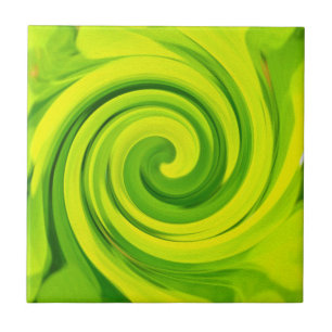 Azulejo Pintura de remolino de arte líquido verde abstract