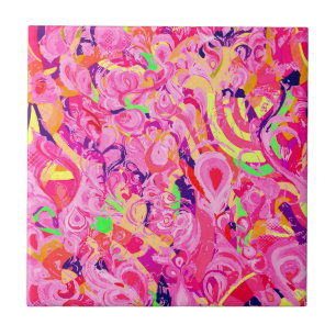 Azulejo Pintura de remolinos abstractos coloridos lindos