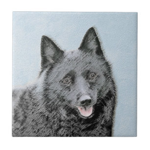 Azulejo Pintura de Schipperke - Arte Perro Original Cuto