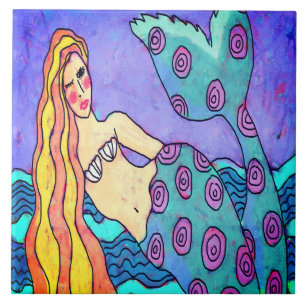 Azulejo Pintura de sirena colorida abstracta