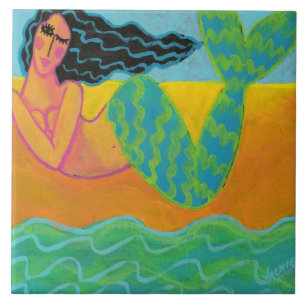 Azulejo Pintura de sirena colorida abstracta