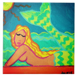 Azulejo Pintura de sirena colorida abstracta