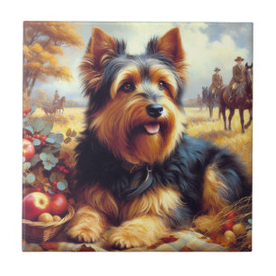Azulejo Pintura de Terrier Australiano Vintage