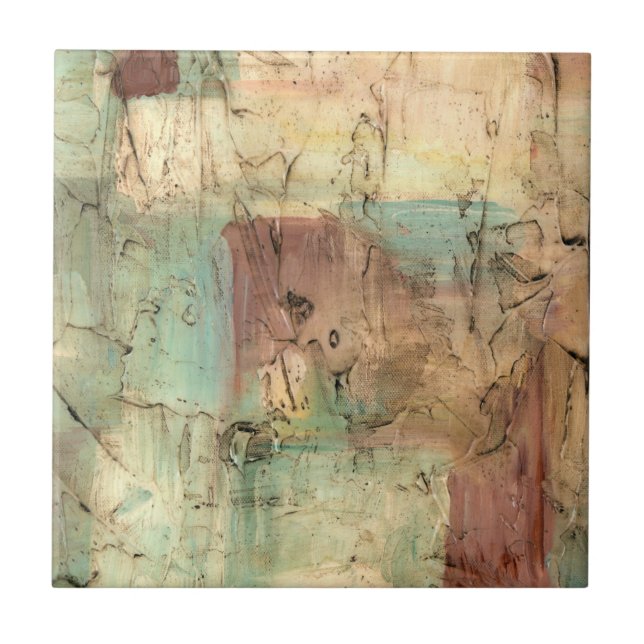 Azulejo Pintura de tono de la Tierra con superficie rota (Frente)