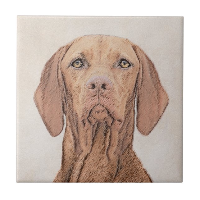 Azulejo Pintura de Vizsla - Arte Perro Original. (Frente)