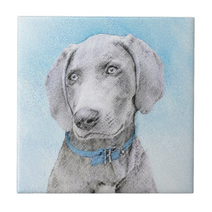 Azulejo Pintura de Weimaraner - Arte de Perro Original.