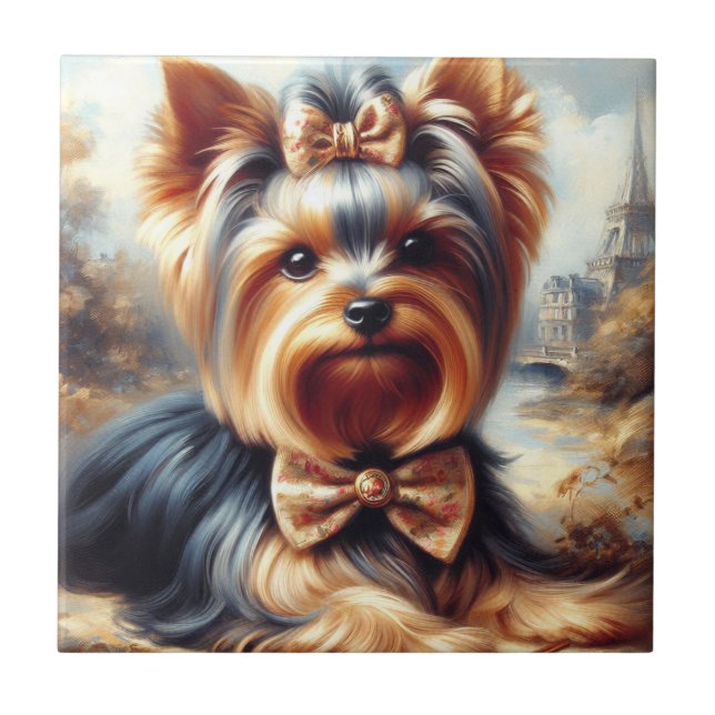 Azulejo Pintura de Yorkshire Terrier (Frente)