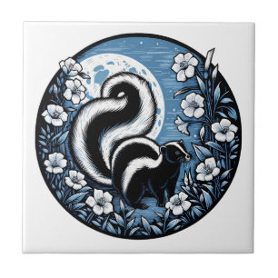 Azulejo Pintura de zorrillo flor desboca floral