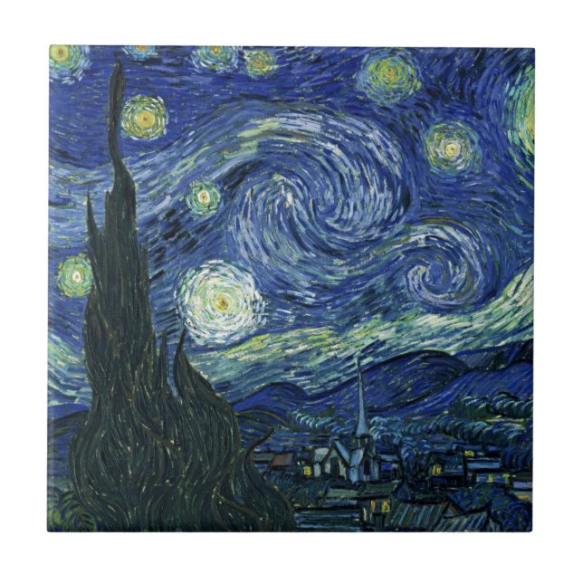 Azulejo Pintura del Bella Artes de Starry Night Vincent va (Frente)