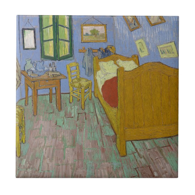 Azulejo Pintura del dormitorio de Vincent Van Gogh (Frente)