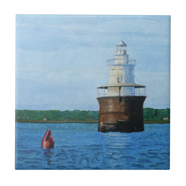 Azulejo Pintura del Faro del Canal de Lubec (Frente)