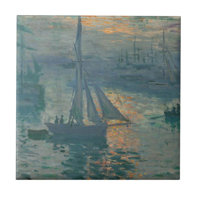 Azulejo Pintura del Impresionismo Marítimo Monet Sunrise (Frente)