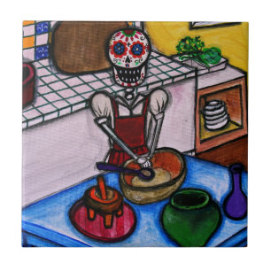 AZULEJO PINTURA DEL LA JEFA DEL LA COCINERA DE CALAVERA