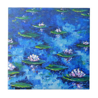 Azulejo Pintura del lirio de agua, arte de la flor, flores