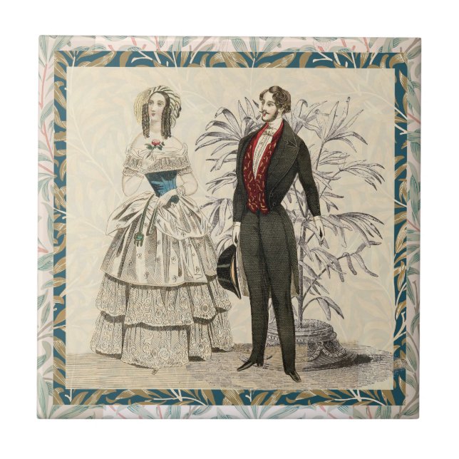 Azulejo Pintura del matrimonio Boda victoriano de 1844 (Frente)