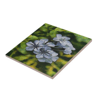 Azulejo Pintura Delicada Blue Plumbago Blossom