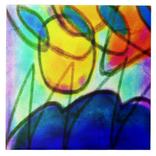Azulejo Pintura digital abstracta colorida