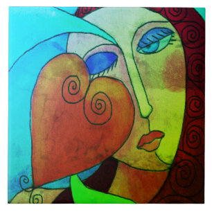 Azulejo Pintura digital abstracta de amor