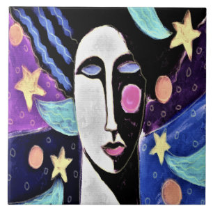 Azulejo Pintura digital abstracta nocturna