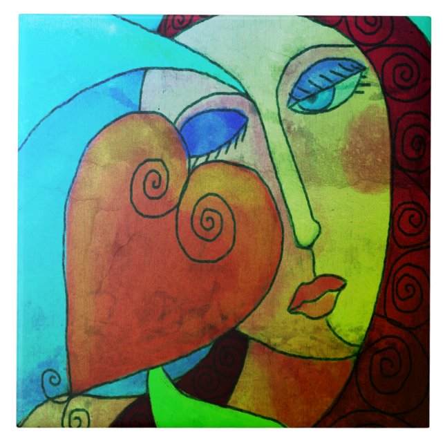 Azulejo Pintura digital de resumen de amor (Frente)