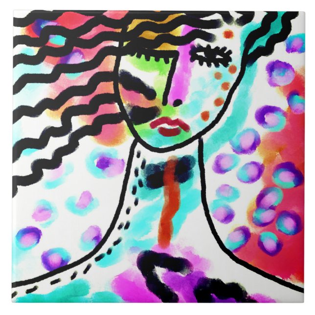 Azulejo Pintura digital de resumen de Hot Mess (Frente)
