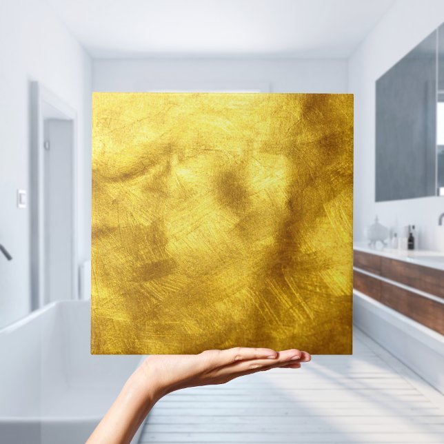 Azulejo pintura dorada (gold tile with modern golden paint effect)