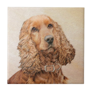 Azulejo Pintura Española de Cocker Inglés - Arte Perro Ori