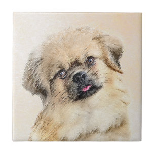 Azulejo Pintura española tibetana - Arte de perro original