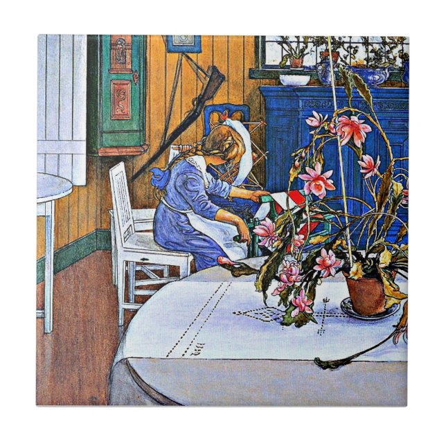 Azulejo Pintura famosa, interior con un cactus (Frente)