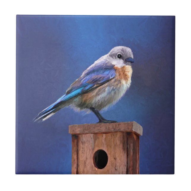 Azulejo Pintura (femenina) del Bluebird - arte original (Frente)