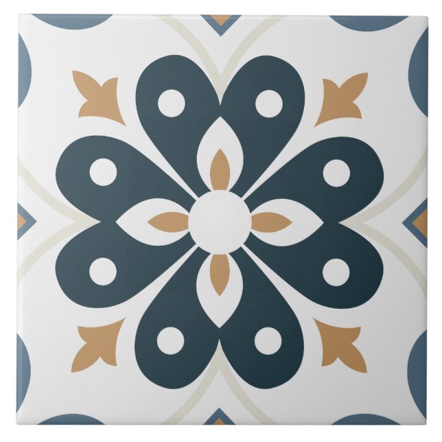 Azulejo Pintura fina de Portugal azul y blanco ornamental (Frente)