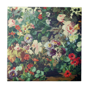 Azulejo Pintura floral de flores coloridas vintage