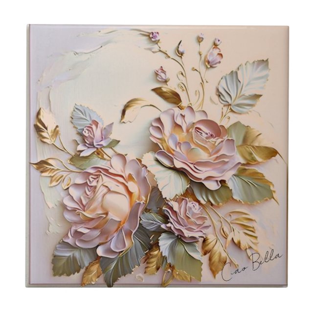 Azulejo Pintura floral de Pascua sobre (Frente)