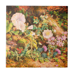 Azulejo Pintura floral de petunias vintage