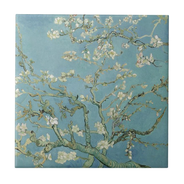 Azulejo Pintura floral de Vincent Van Gogh Almond Blossom (Frente)