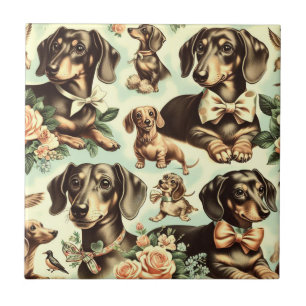 Azulejo Pintura inmaculada de Dachshund