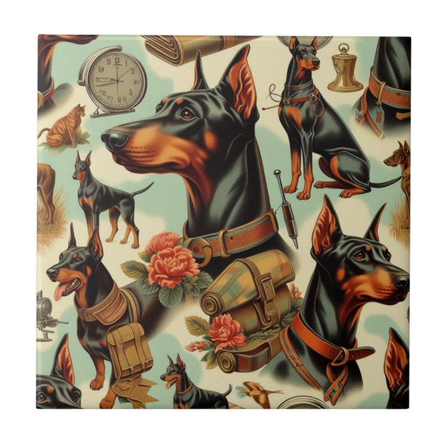 Azulejo Pintura inmaculada Doberman (Frente)