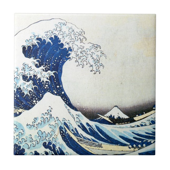 Azulejo Pintura japonesa "de la gran onda" por Hokusai (Frente)