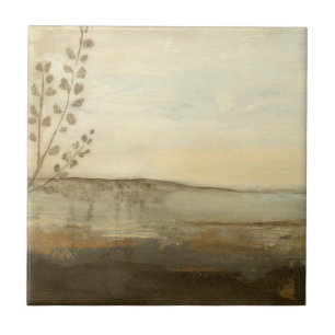 Azulejo Pintura moderna de aceite paisajista de la puesta 