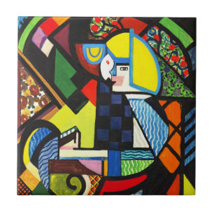 Azulejo Pintura Modernista Geométrica Abstracta Colorida