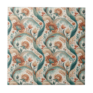 Azulejo Pintura mural floral Art Nouveau vintage