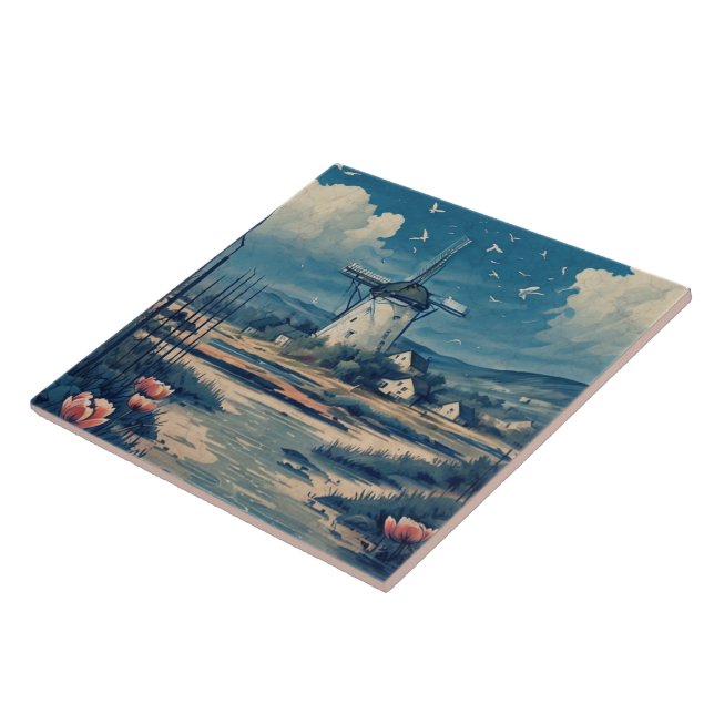 Azulejo Pintura náutica de aceite para los paisajes marino (Lado)